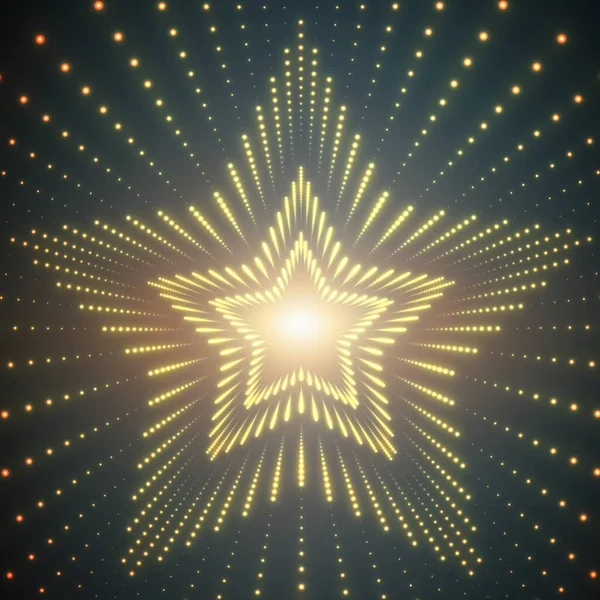 Vector Unendlicher Sternentunnel Aus Leuchtenden Fackeln Auf Türkisfarbenem Hintergrund Glühpunkte — Stockvektor