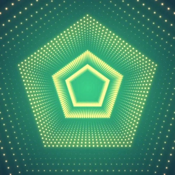 Vector Túnel Pentagonal Infinito Destellos Brillantes Sobre Fondo Verde Los — Archivo Imágenes Vectoriales