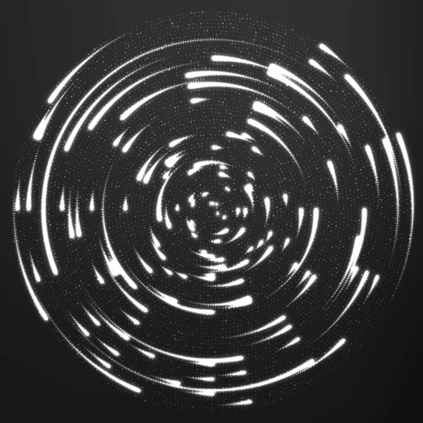 Particules Lumineuses Vectorielles Niveaux Gris Qui Volent Autour Centre Laissant — Image vectorielle