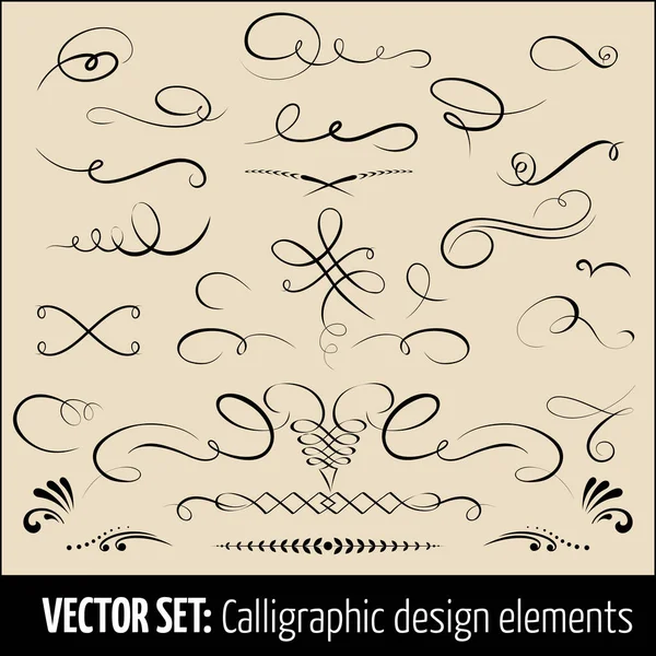 Conjunto Vectorial Elementos Diseño Caligráfico Decorativo Página Elementos Elegantes Para — Archivo Imágenes Vectoriales