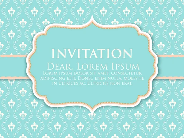 Wedding Invitation Announcement Card Vintage Background Artwork Elegant Ornate Damask — Stock Vector