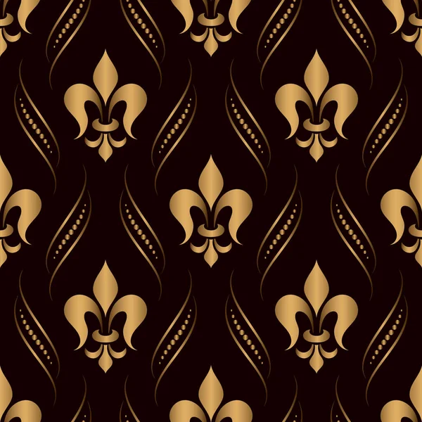 Vector Damasco Sem Costura Padrão Fundo Dourado Textura Luxo Elegante — Vetor de Stock