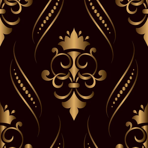 Vector Damasco Patrón Sin Costura Elemento Dorado Textura Lujo Elegante — Archivo Imágenes Vectoriales
