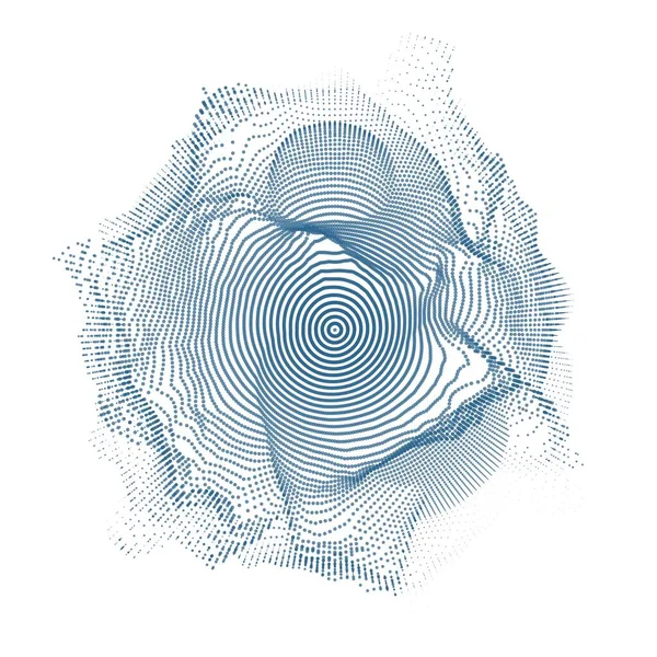 Karanlık arka planda soyut vektör mavi örgüsü. Fütürist stil kartı. İş sunumları için zarif bir geçmiş. Yozlaşmış nokta küresi. Kaos Estetiği.