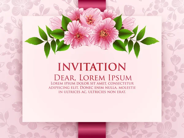 Cartão Convite Casamento Cartão Convite Vetorial Com Fundo Floral Quadro — Vetor de Stock