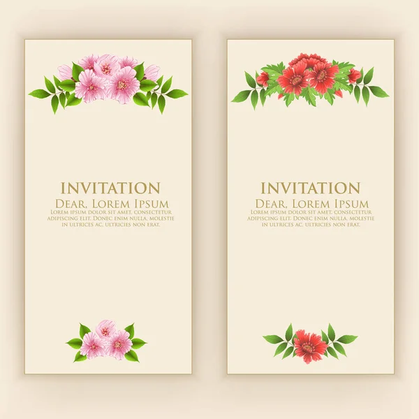 Wedding Invitation Card Vector Invitation Card Elegant Flower Elements Text — Stock Vector