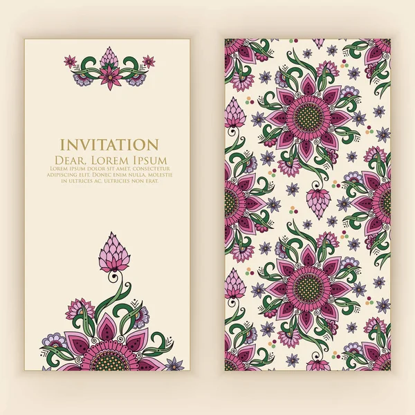 Convite Cartão Casamento Com Fundo Floral Elegante Elementos Florais Elegante — Vetor de Stock