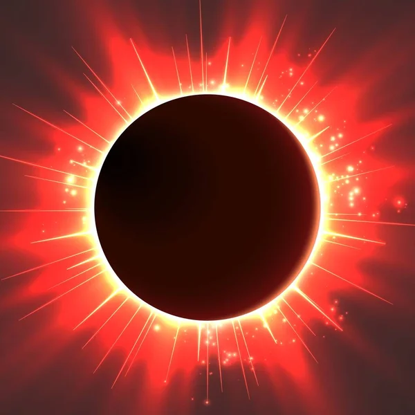 Vetor Abstrato Fundo Escuro Com Planeta Eclipse Sua Estrela Luz — Vetor de Stock