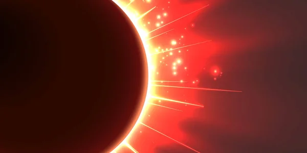 Fondo Rojo Vector Abstracto Con Planeta Eclipse Estrella Luz Brillante — Vector de stock