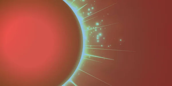 Abstrakter Vektor Roter Hintergrund Mit Planet Und Verfinsterung Seines Sterns — Stockvektor
