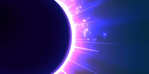 Fondo Abstracto Vector Azul Con Planeta Eclipse Estrella Luz Violeta — Archivo Imágenes Vectoriales