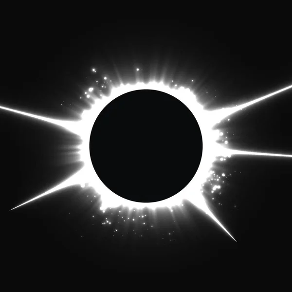 Vetor Abstrato Fundo Escuro Com Planeta Eclipse Sua Estrela Luz — Vetor de Stock