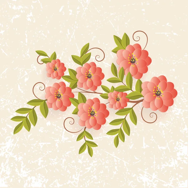 Vector Floral Elemento Design Para Decoração Página Flores Com Folhas — Vetor de Stock