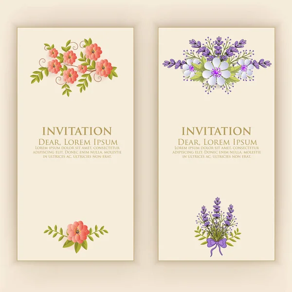 Carte Invitation Mariage Carte Invitation Vectorielle Avec Des Éléments Floraux — Image vectorielle