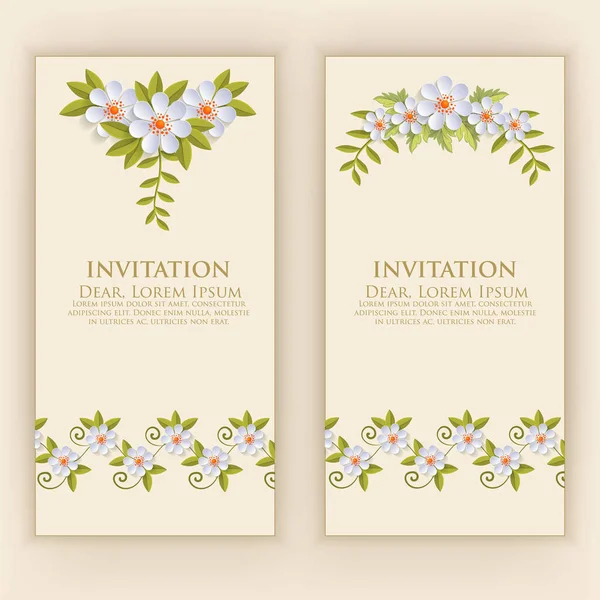 Biglietto Invito Matrimonio Biglietto Invito Vettoriale Con Eleganti Elementi Floreali — Vettoriale Stock