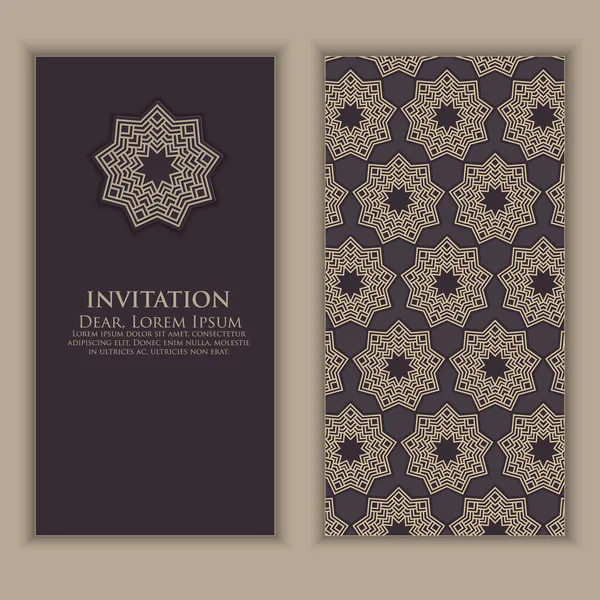 Invitation Cards Ethnic Arabesque Elements Arabesque Style Design Business Cards — Stock Vector