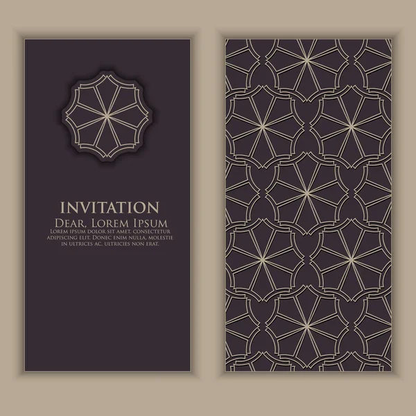Invitation Cards Ethnic Arabesque Elements Arabesque Style Design Business Cards — Stock Vector