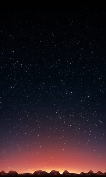 Cielo Nocturno Con Estrellas Fondo Vectorial Abstracto Con Paisaje Montañoso — Vector de stock