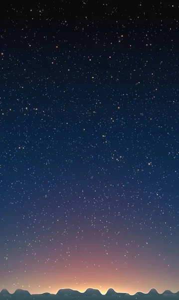 Cer Noapte Stele Fundal Vectorial Abstract Peisaj Montan Cer Stele — Vector de stoc