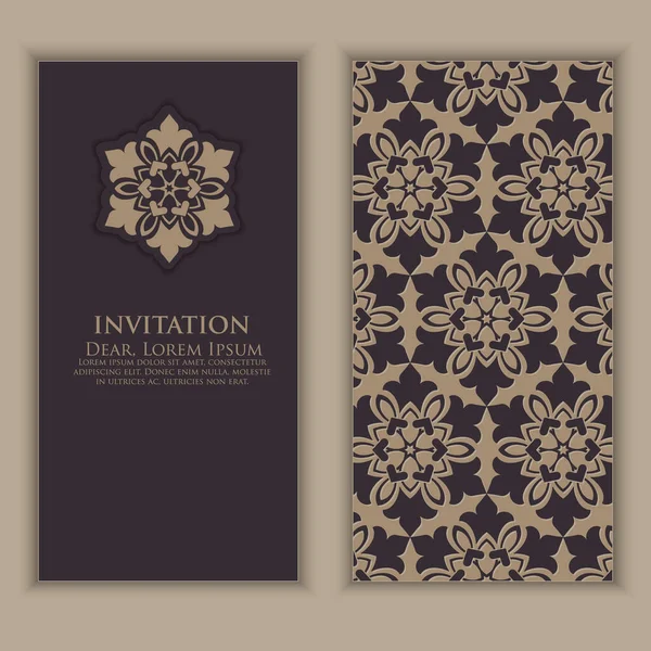 Invitation Cartes Avec Des Éléments Ethniques Arabesques Design Style Arabe — Image vectorielle