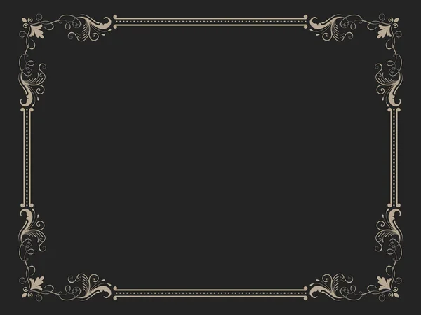 Koyu gri arka planda vektör çiçek ve geometrik monogram çerçevesi. Monogram tasarım elemanı. Klasik stil ilk dekorasyon.