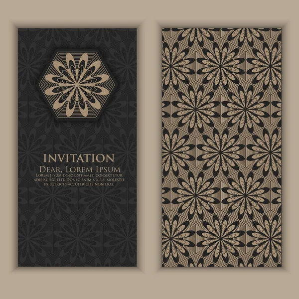 Einladung Karten Mit Ethnischen Arabesken Elementen Design Arabischen Stil Visitenkarten — Stockvektor