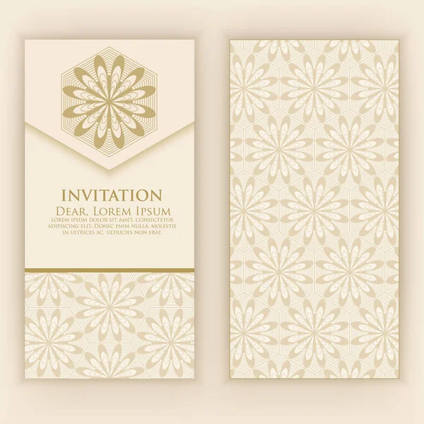 Invitation Cartes Avec Des Éléments Ethniques Arabesques Design Style Arabe — Image vectorielle