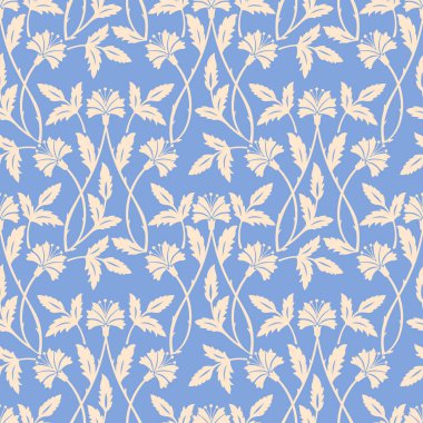 Vektör çiçek desensiz arkaplan. Arkaplan için zarif bir doku. Klasik lüks, eski moda çiçek süsü. Duvar kağıtları, tekstil ve ambalaj için pürüzsüz kumaş..