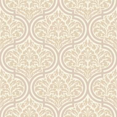 Vektör damask Dikişsiz desen arka plan. Klasik lüks eski moda damask süsleme, duvar kağıtları, tekstil, sarma için Kraliyet Viktorya Dikişsiz doku. Nefis çiçek Barok şablonu.
