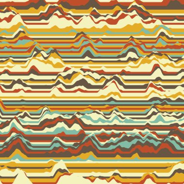 Vektör çizgili arka plan. Soyut renk dalgaları. Ses dalgası salınımı. Tuhaf kıvrımlı çizgiler. Zarif dalgalı doku. Yüzey bozulması. Renkli arkaplan.