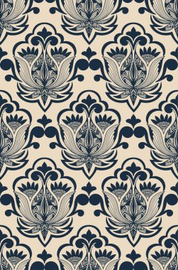 Vektör damask Dikişsiz desen arka plan. Klasik lüks eski moda damask süsleme, duvar kağıtları, tekstil, sarma için Kraliyet Viktorya Dikişsiz doku. Nefis çiçek Barok şablonu.