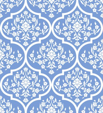 Vektör damask Dikişsiz desen arka plan. Klasik lüks eski moda damask süsleme, duvar kağıtları, tekstil, sarma için Kraliyet Viktorya Dikişsiz doku. Nefis çiçek Barok şablonu.