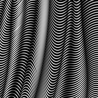 Vektör eğri çizgileri arkaplanı. İpek şeklindeki hacim kıvrımları gibi bükülmüş esnek çizgiler. Değişken genişlikte gri tonlu çizgiler. Modern soyut yaratıcı arkaplan.