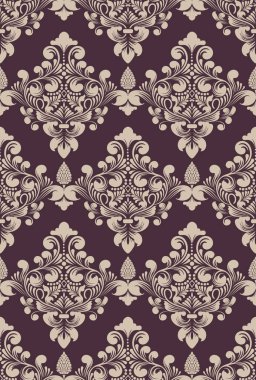 Vektör damask Dikişsiz desen arka plan. Klasik lüks eski moda damask süsleme, duvar kağıtları, tekstil, sarma için Kraliyet Viktorya Dikişsiz doku. Nefis çiçek Barok şablonu.