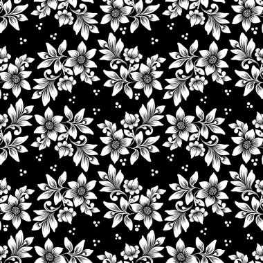 Vektör çiçek desensiz arkaplan. Arkaplan için zarif bir doku. Klasik lüks, eski moda çiçek süsü. Duvar kağıtları, tekstil ve ambalaj için pürüzsüz kumaş..