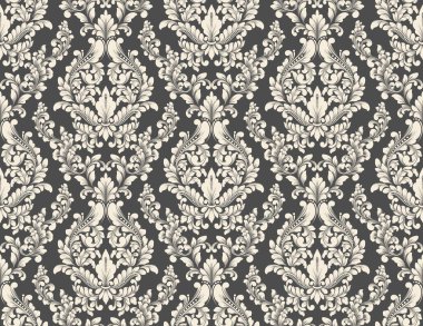Vektör damask Dikişsiz desen arka plan. Klasik lüks eski moda damask süsleme, duvar kağıtları, tekstil, sarma için Kraliyet Viktorya Dikişsiz doku. Nefis çiçek Barok şablonu.