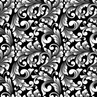 Vektör damask Dikişsiz desen arka plan. Klasik lüks eski moda damask süsleme, duvar kağıtları, tekstil, sarma için Kraliyet Viktorya Dikişsiz doku. Nefis çiçek Barok şablonu.