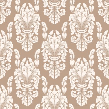 Vektör damask Dikişsiz desen arka plan. Klasik lüks eski moda damask süsleme, duvar kağıtları, tekstil, sarma için Kraliyet Viktorya Dikişsiz doku. Nefis çiçek Barok şablonu.