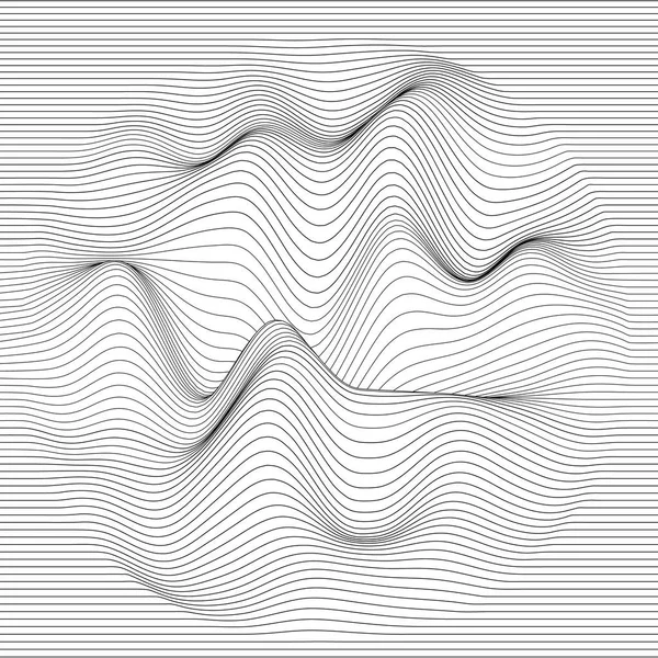 Vector Striped Background Abstract Line Waves Sound Wave Oscillation Funky — Stock Vector