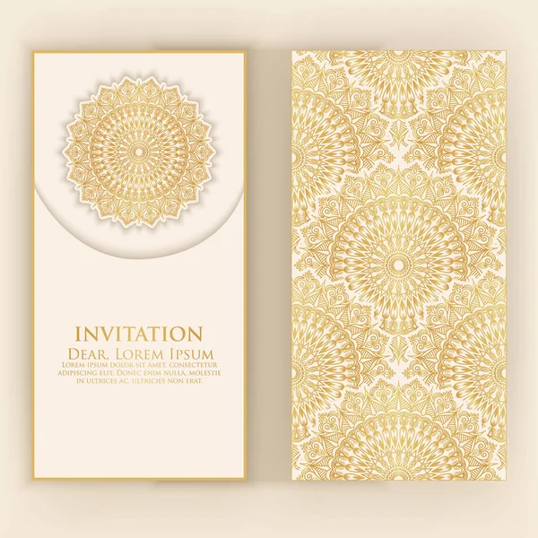 Invitation Cartes Avec Des Éléments Ethniques Arabesques Design Style Arabe — Image vectorielle