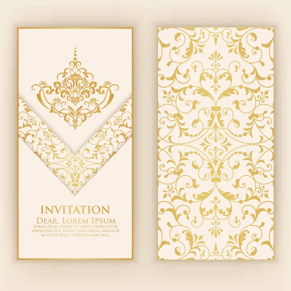 Invitation Cards Ethnic Arabesque Elements Arabesque Style Design Business Cards — Stock Vector
