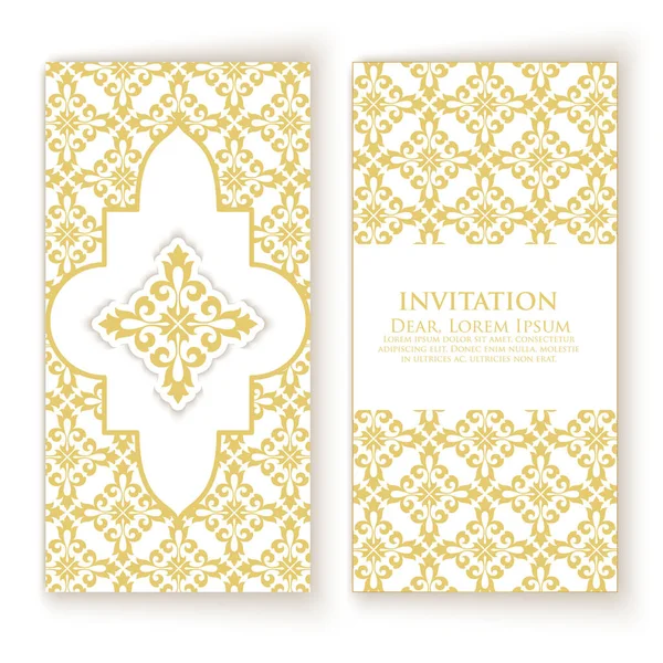 Invitation Cartes Avec Des Éléments Ethniques Damassés Arabesques Design Abstrait — Image vectorielle