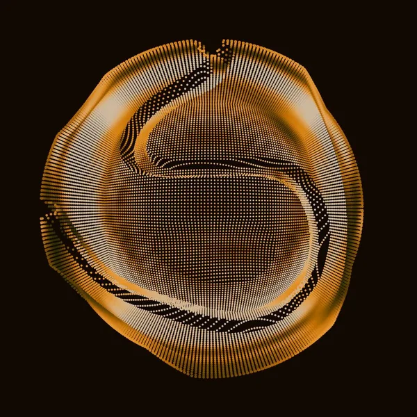 Abstrait Vecteur Doré Sphère Maille Colorée Sur Fond Sombre Carte — Image vectorielle