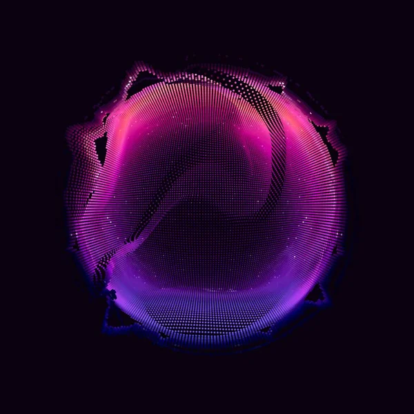 Abstrait Vecteur Violet Sphère Maille Colorée Sur Fond Sombre Carte — Image vectorielle