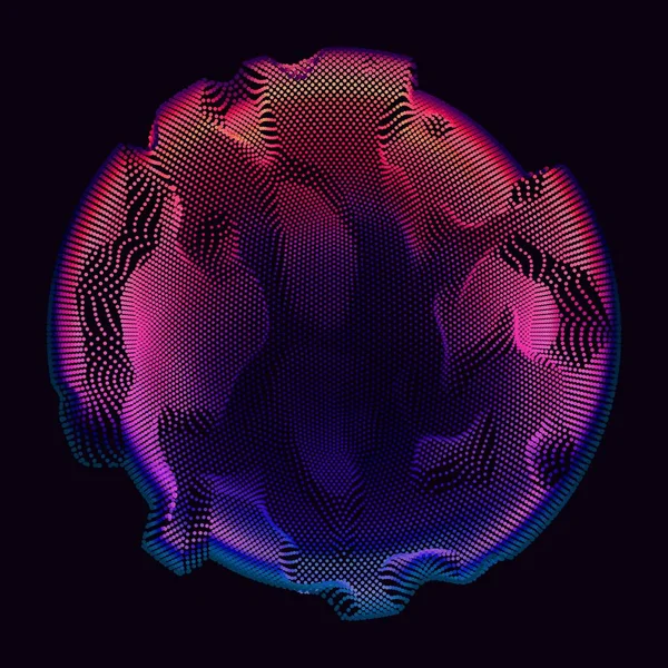 Abstrait Vecteur Violet Sphère Maille Colorée Sur Fond Sombre Carte — Image vectorielle