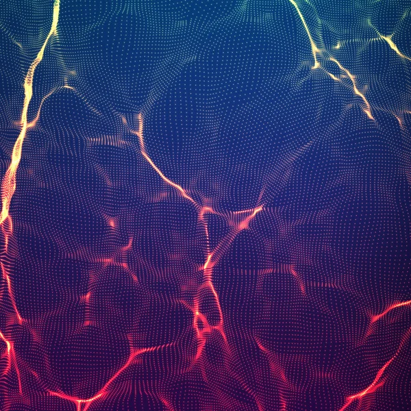 Абстрактный Фон Фиолетовой Волны Точечный Массив Хаотические Световые Волны Технологический — стоковый вектор