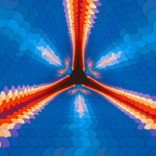 Векторный Бесконечный Треугольный Туннель Красочных Кругов Тёмном Фоне Сферы Образуют — стоковый вектор