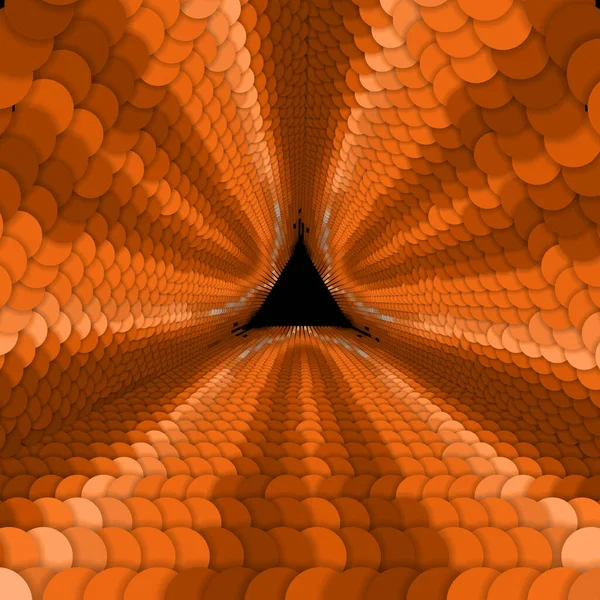 Векторный Бесконечный Треугольный Туннель Красочных Кругов Темно Оранжевом Фоне Сферы — стоковый вектор