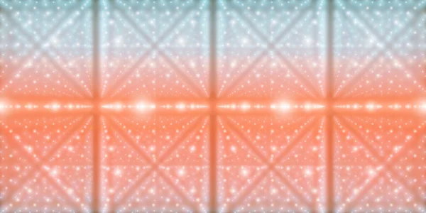 ベクトル無限空間背景 深さと視点の錯覚を持つ輝く星の行列 点配列を格子ノードとする幾何学的背景 未来のカラフルな宇宙背景 — ストックベクタ