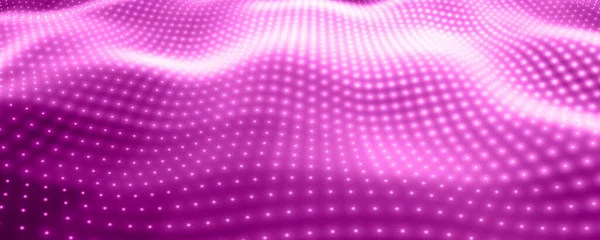 紫色霓虹灯形成波浪状表面的矢量背景 中子网络表面流 光滑的紫罗兰网络救济从发光的粒子 优雅的现代背景 — 图库矢量图片